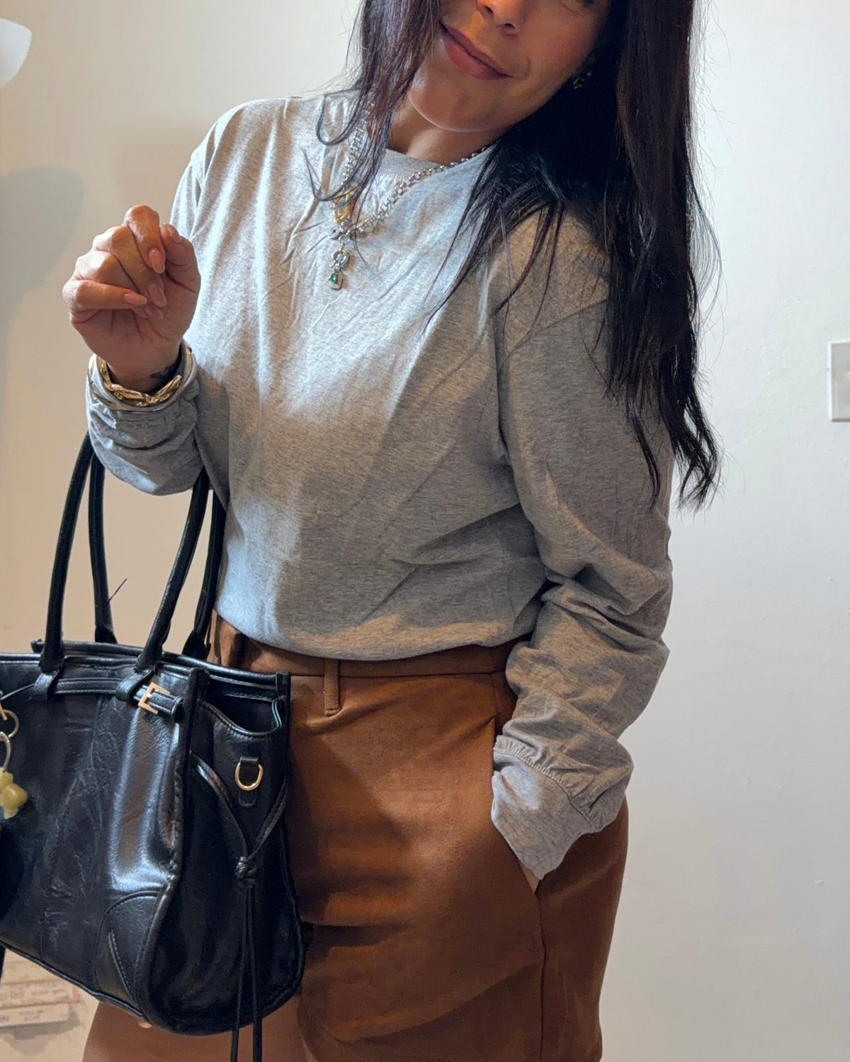 GREY LONG SLEEVE TEE