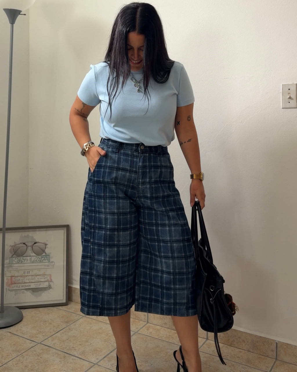 PLAID PRINT BERMUDAS